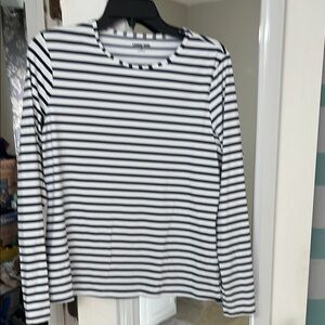 Land’s End Medium swim shirt, blue and white striped